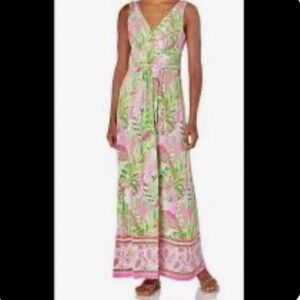 Pappagallo Tropical Pink and Green Dress